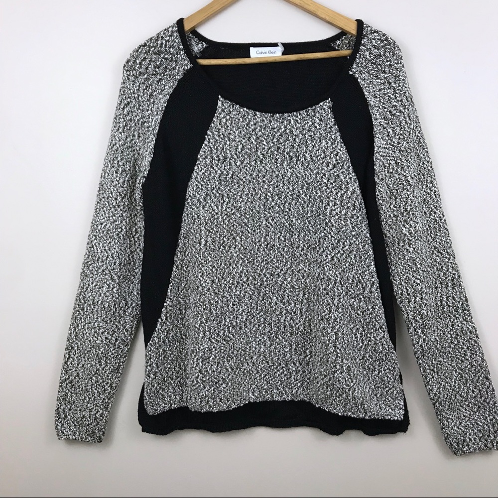 Calvin Klein colorblock crewneck glitter sweater